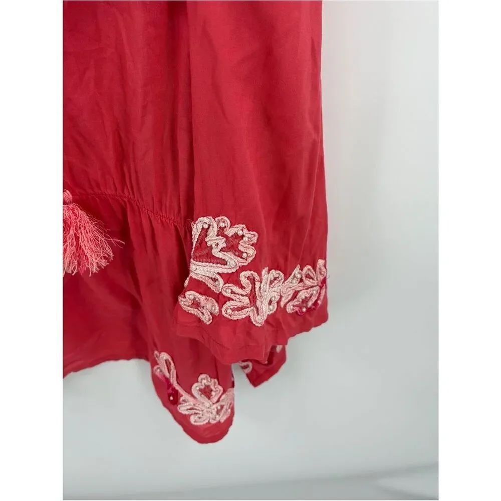 Soft Surroundings coral floral crush embroidered tassel tunic blouse women’s 3X - Picture 4 of 6